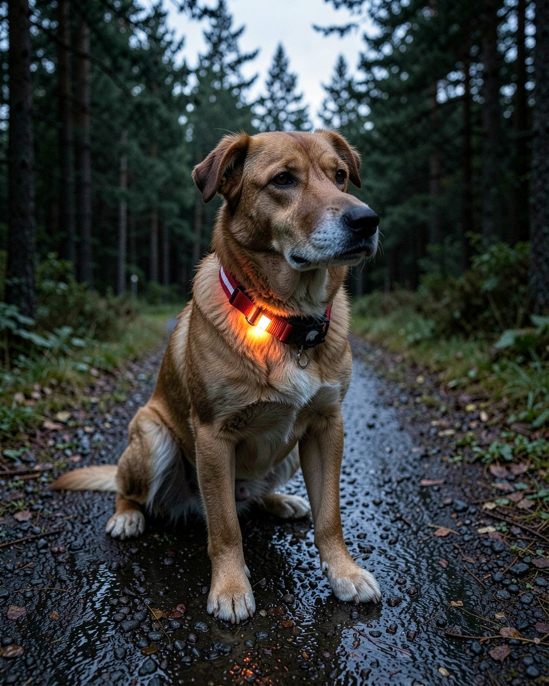 Lysande LED-halsband med AirTag-fack