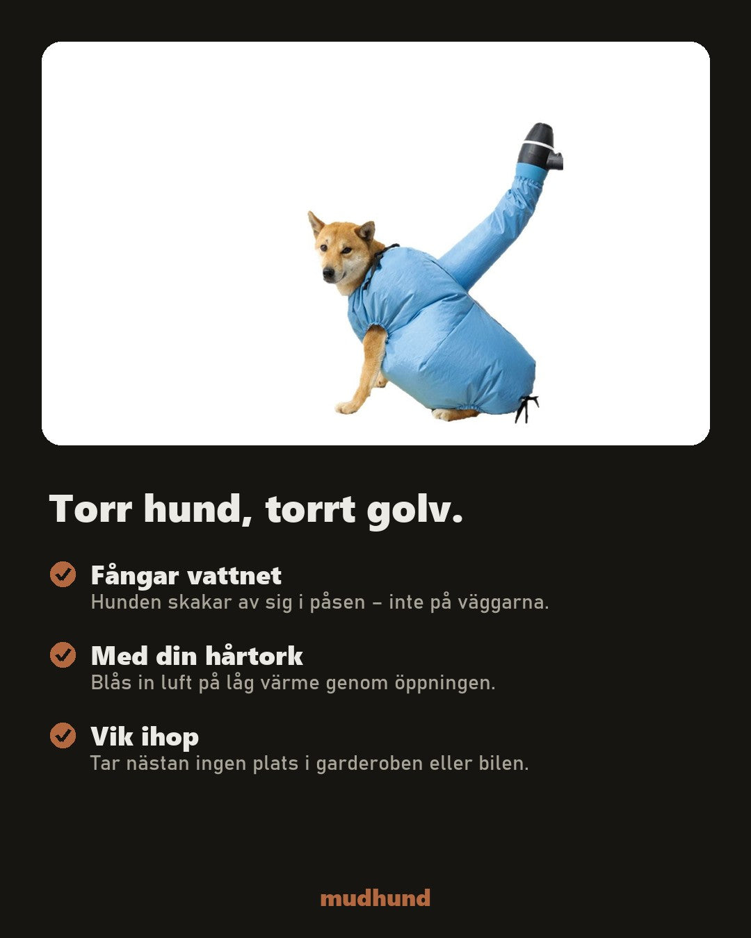 Torkpåse för hund – torkar pälsen efter regn och bad
