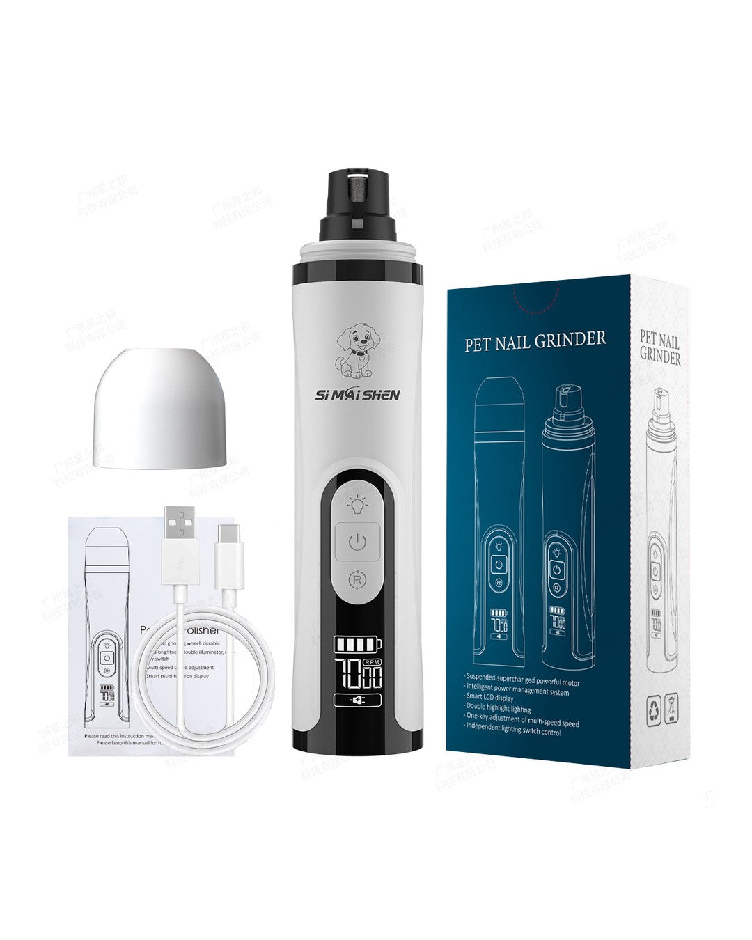 Klotrimmer som slipar klorna – 3 hastigheter och LED