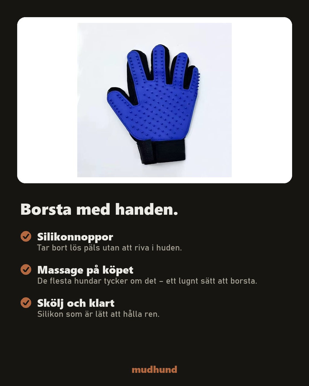 Borsthandske i silikon – tar bort lös päls