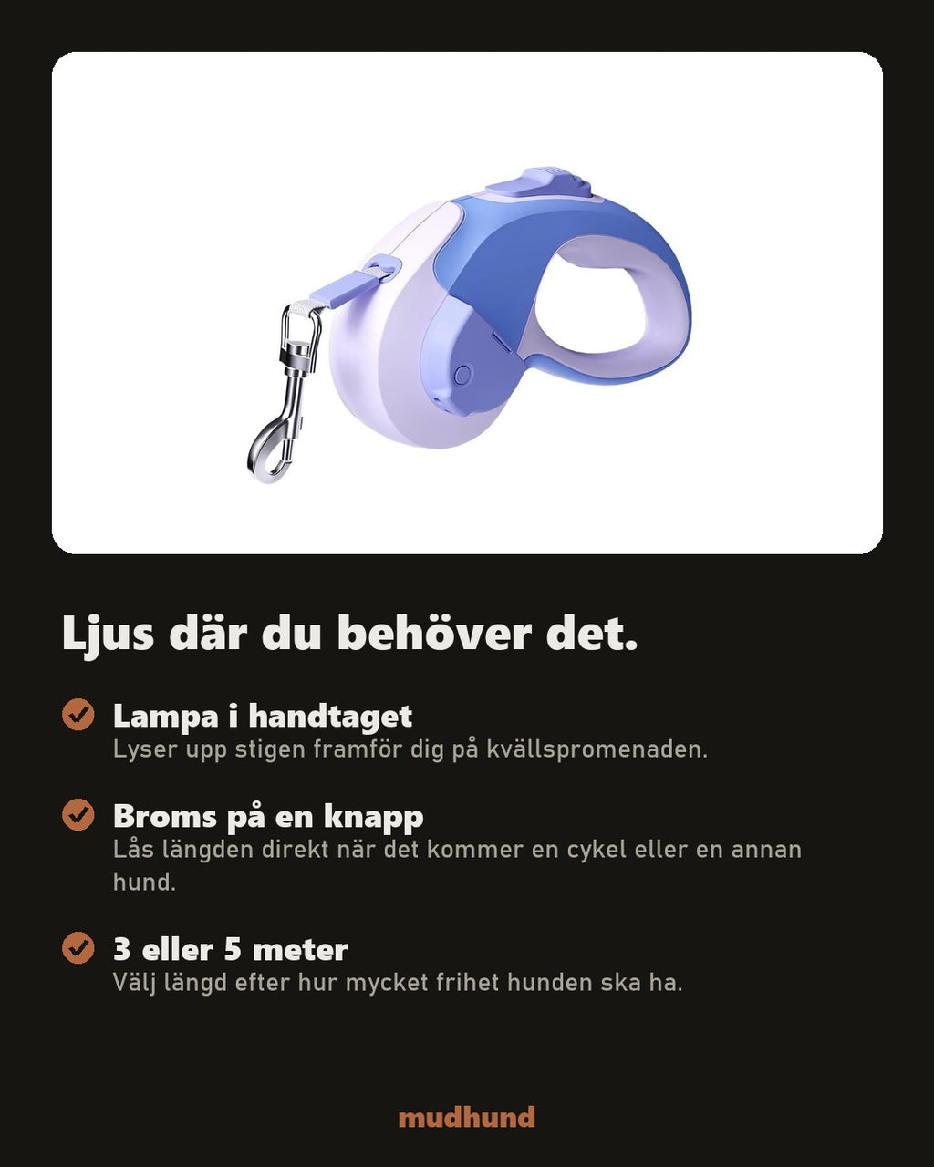 Rullkoppel med lampa och broms