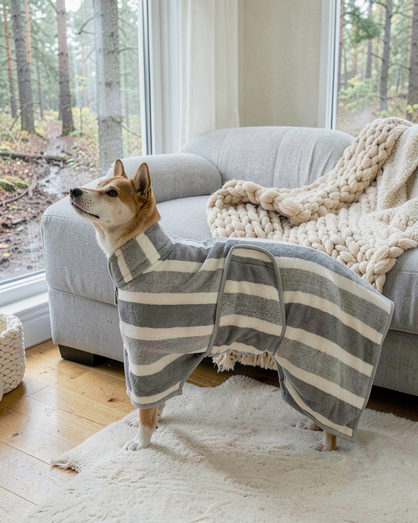 Hundbadrock som torkar hunden – mikrofiber